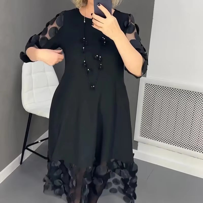 ChicMesh™ Elegant O-Neck A-Line Dress – Effortless Style for Work & Pl –  Daisy's Boutique