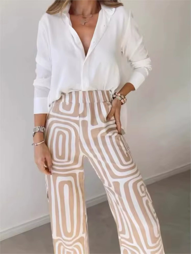 ElleMode™ Printed Two-Piece Set – Effortless Power Dressing for the Modern Woman